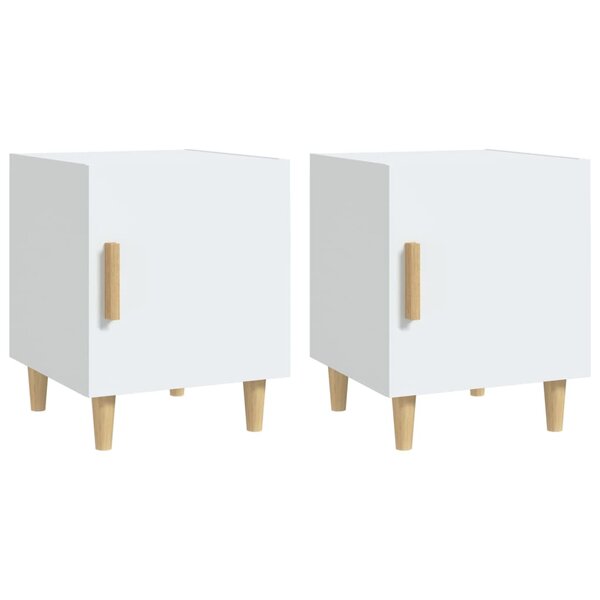 vidaXL Tables de chevet 2 Pièces Blanc Bois d'ingénierie