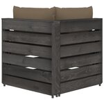 Vidaxl salon de jardin 3 places avec coussins bois imprégné de gris