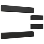 vidaXL Ensemble de meubles TV 6 Pièces Noir Bois d'ingénierie