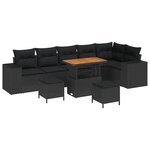 vidaXL Ensemble de canapé de jardin 9 Pièces Noir polyrotin