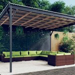 vidaXL Salon de jardin 10 Pièces avec coussins Résine tressée Marron