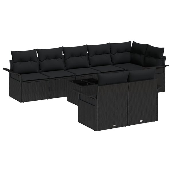vidaXL Ensemble de canapé de jardin 9 pièces avec coussins beige en poly rotin