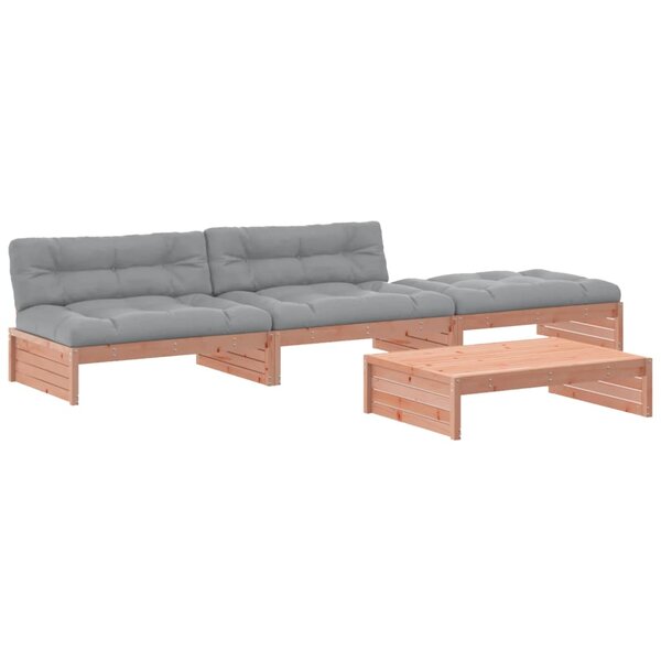 vidaXL Salon de jardin 4 Pièces avec coussins bois massif douglas