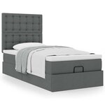 vidaXL Cadre de lit ottoman avec matelas gris foncé 80x200 cm tissu