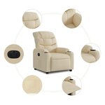 vidaXL Fauteuil inclinable électrique Crème Tissu