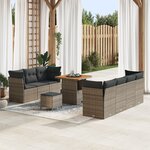 Ensemble de Canapé de Jardin de 10 Pièces avec Coussins en Poly Rattan Gris