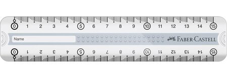 Règle plate Lineal GRIP Incassable avec champ prénom 150 mm Transparent / Gris FABER-CASTELL