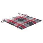 vidaXL Chaises de jardin lot de 8 et coussins carreaux rouge Bois teck