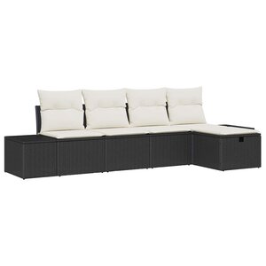 vidaXL Ensemble de canapé de jardin 5 Pièces Noir 55 x 62 x 69 cm