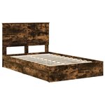 vidaXL Lit de Rangement Chêne fumé 120 x 190 cm Bois d'ingénierie