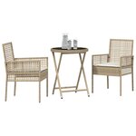 vidaXL Ensemble bistro de jardin 3 Pièces Beige Poly rotin