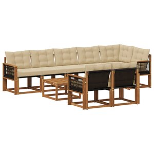 vidaXL Ensemble de canapés d'extérieur 9 Pièces Naturel et Beige