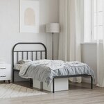 vidaXL Cadre de lit métal sans matelas avec tête de lit noir 107x203cm