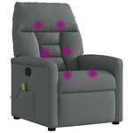 vidaXL Fauteuil inclinable de massage en tissu gris foncé
