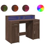 vidaXL Bureau et lumières LED chêne marron bois d'ingénierie