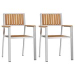 vidaXL Chaise de jardin 2 pc Bois de teck massif et acier inoxydable