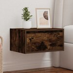 vidaXL Table de chevet murale avec lumières LED chêne fumé