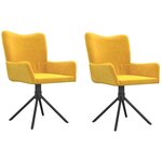 vidaXL Chaises pivotantes à manger lot de 2 Jaune Velours