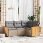 vidaXL Salon de jardin avec coussins 4 Pièces beige résine tressée