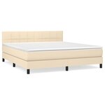 vidaXL Sommier à lattes de lit avec matelas Crème 160x200 cm Tissu