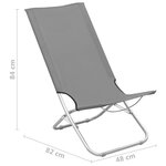 vidaXL Chaises de plage pliables lot de 2 Gris Tissu