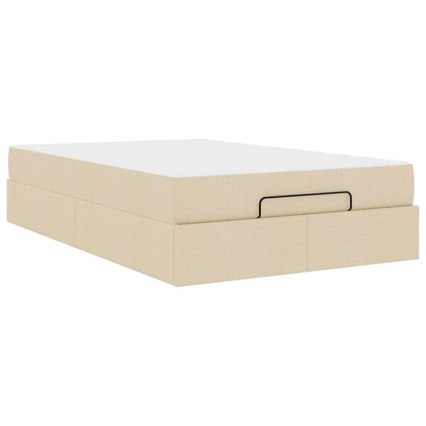 vidaXL Cadre de lit avec matelas Crème 120 x 190 cm tissu