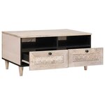 vidaXL Table basse Blanc 80 x 54 x 40 cm bois de manguier massif