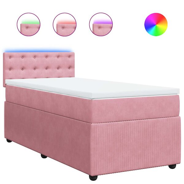 vidaXL Sommier à lattes de lit avec matelas Rose 100x200 cm Velours