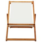 vidaXL Chaise pliable de plage bois d'eucalyptus et tissu blanc crème