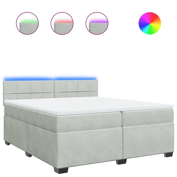 vidaXL Sommier à lattes de lit et matelas Gris clair 200x200cm Velours