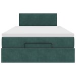 vidaXL Lit ottoman avec matelas et LED vert foncé 90x200cm velours