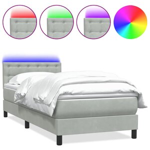 vidaXL Sommier à lattes de lit et matelas et LED gris clair 100x210cm velours