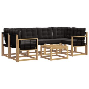 vidaXL Ensemble de canapés d'extérieur 7 Pièces Blanc et noir