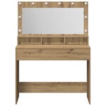 vidaXL Table de Maquillage avec Lumières LED en Chêne Artisan  100x41x135 cm