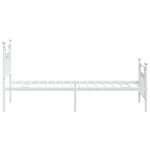 vidaXL Cadre de lit métal sans matelas avec pied de lit blanc 75x190cm