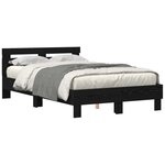 vidaXL Cadre de lit avec LED Chêne noir 120 x 190 cm Bois d'ingénierie