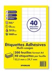 200 planches a4 - 56 étiquettes 52,5 mm x 29,7 mm autocollantes blanche par planche pour tous types imprimantes - jet d'encre/laser/photocopieuse