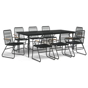 vidaXL Ensemble à manger de jardin 9 Pièces noir rotin PVC
