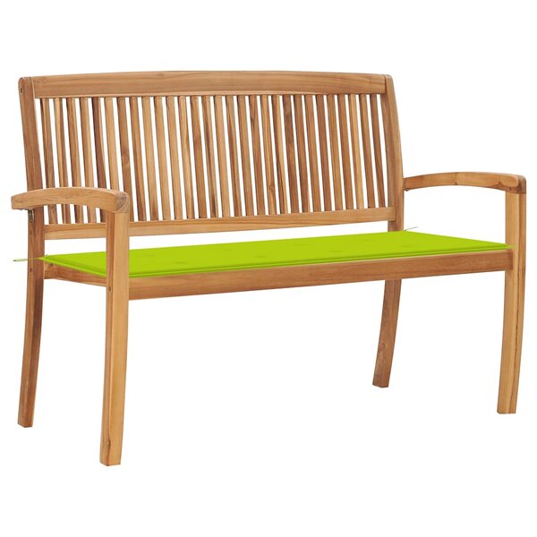 vidaXL Banc de jardin empilable et coussin 128 5cm Bois de teck massif