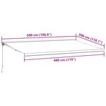 vidaXL Auvent manuel rétractable bordeaux 500x300 cm