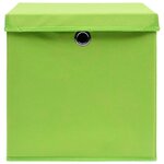 vidaXL Boîtes de rangement avec couvercles 10Pièces Vert 32x32x32cm Tissu