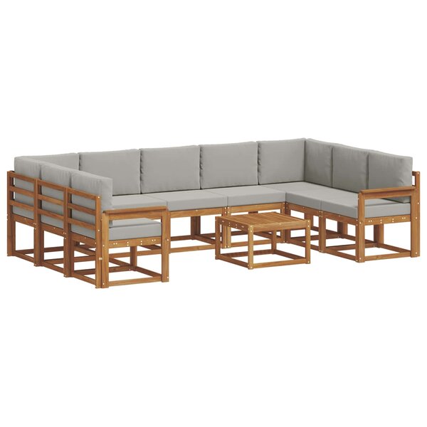 vidaXL Ensemble de canapés d'extérieur 10 pc Gris Naturel et Clair