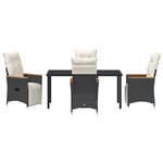 vidaXL Ensemble de Salle à Manger de Jardin de 5 Pièces avec Coussins Noir Poly Rattan