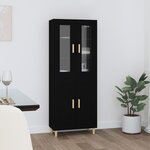 Vidaxl buffet haut noir 69 5x34x180 cm bois d'ingénierie