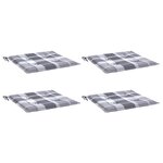 vidaXL Coussins de chaise de jardin lot de 4 carreaux gris 40x40x4 cm