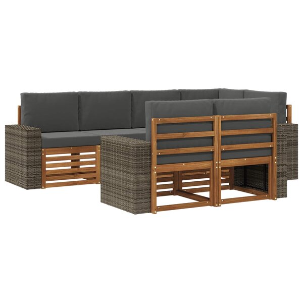 vidaXL Ensemble de canapés d'extérieur 7 pc Naturel et Anthracite