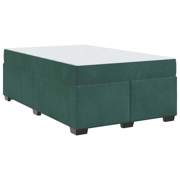 vidaXL Cadre de lit avec matelas Vert foncé 120 x 190 cm tissu