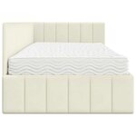 vidaXL Cadre de lit d'angle avec matelas Crème 100 x 200 cm Velours