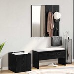 vidaXL Ensemble de meubles d'entrée 5 Pièces Chêne noir et Argent