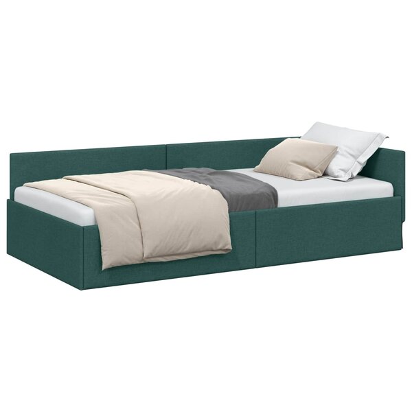 vidaXL Cadre de lit d'angle Vert foncé 90 cm x 190 cm Velours